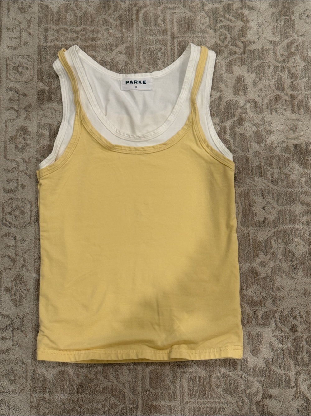 Parke Layered Yellow & White Tank Top